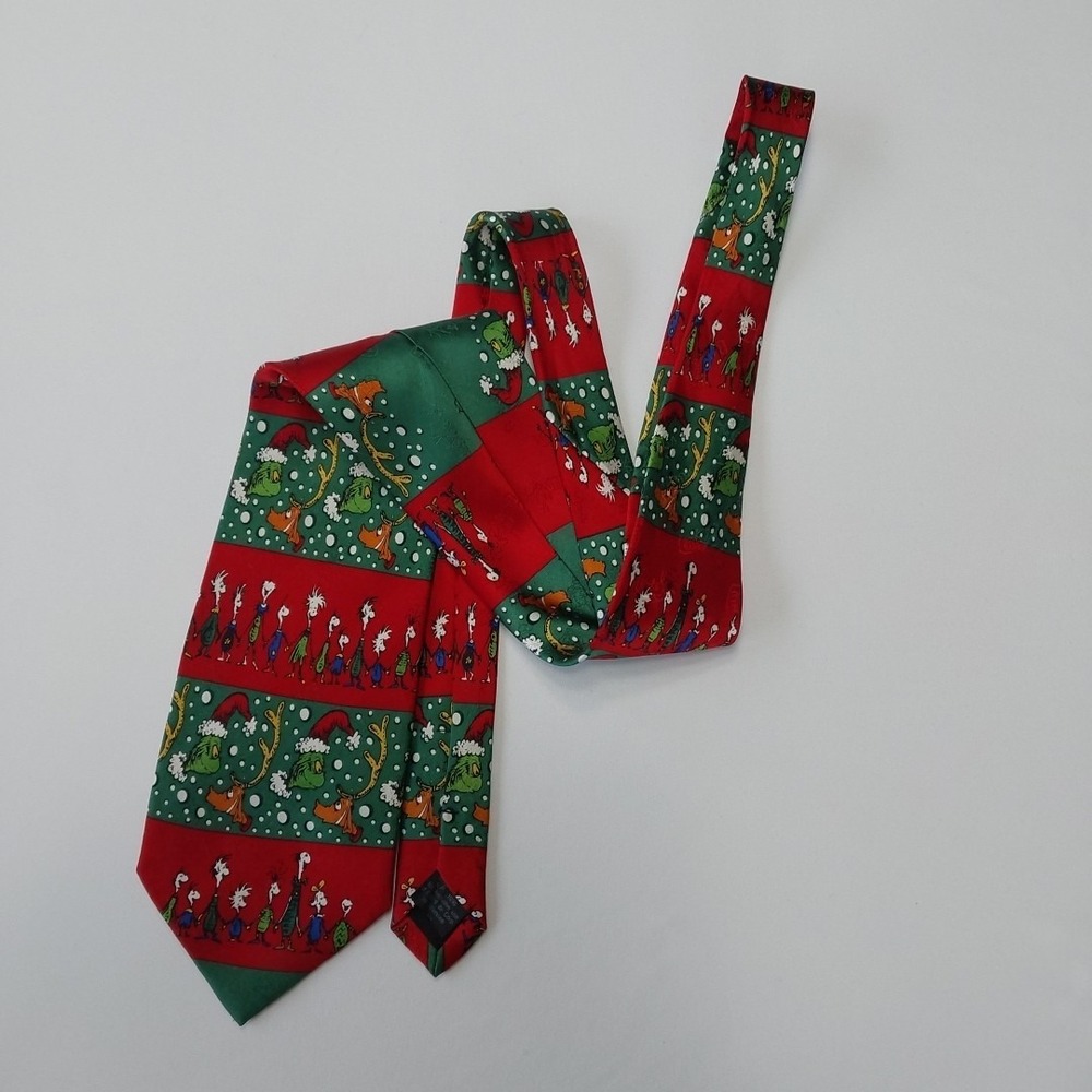 Dr. Seuss Grinch Christmas Tie Mens 100% Silk VTG 1994‎